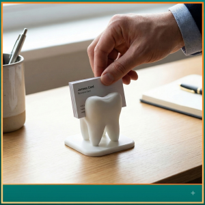 Premium Tooth-Shaped Card Holder & Dental Model